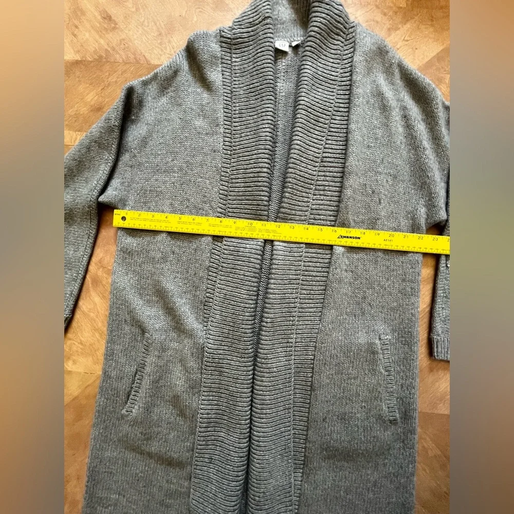 GAP Long Open-Front Wool Blend Cardigan in Gray | Size L